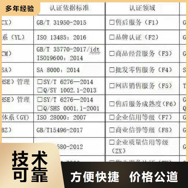 ISO认证企业资质认证专业团队